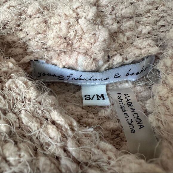 Young Fabulous & Broke Lorena Blush Pink Fuzzy Sweater S/M - Picture 16 of 16